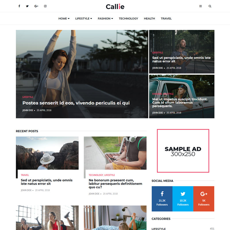 Callie HTML blog template